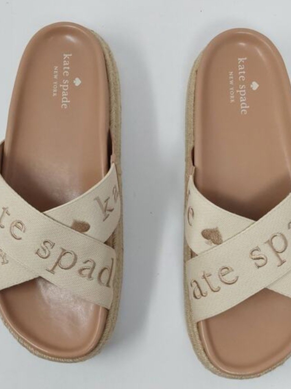 NIB Kate Spade Piper Flatform Espadrille Sandals Size 7.5 Neutral Beige - Picture 2 of 7